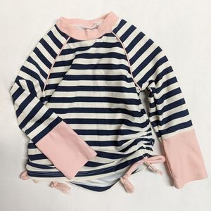 Jessica Simpson size 12 months girls long sleeve swim shirt navy white striped